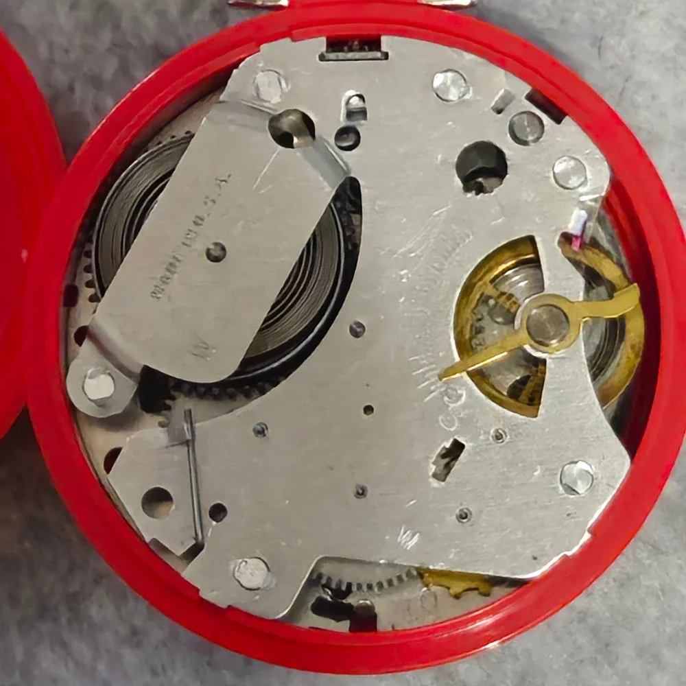 BRADLEY Mickey Mouse Pocket Watch Vintage 1970s Red Original Box Parts Repair